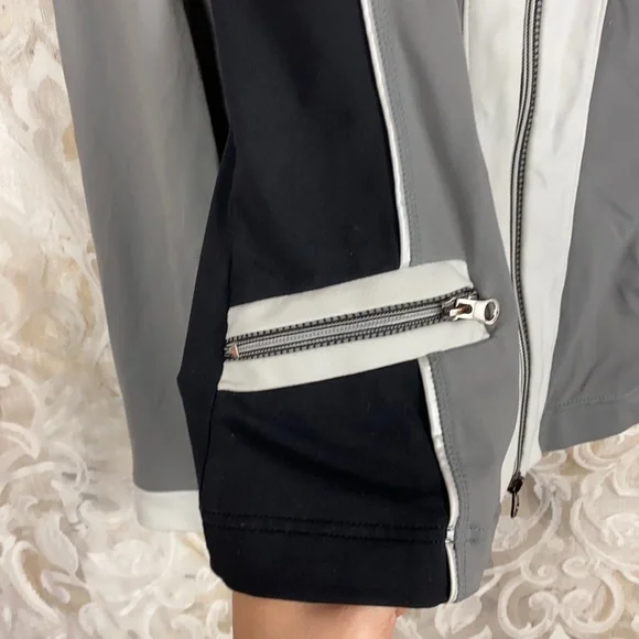 Boston Proper Sport Grey Black Zip up blazer jacket lightweight colorblock small - Picture 4 of 11